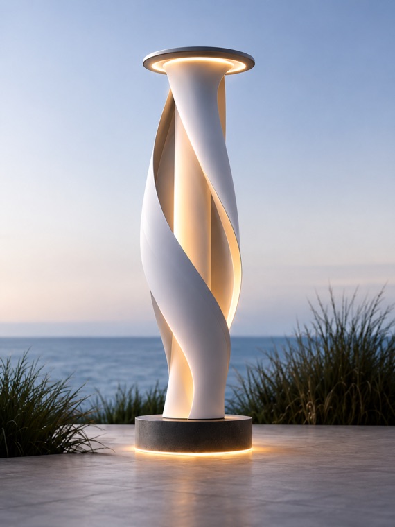 Compact vertical wind unit — a generator that doubles as a garden lamp